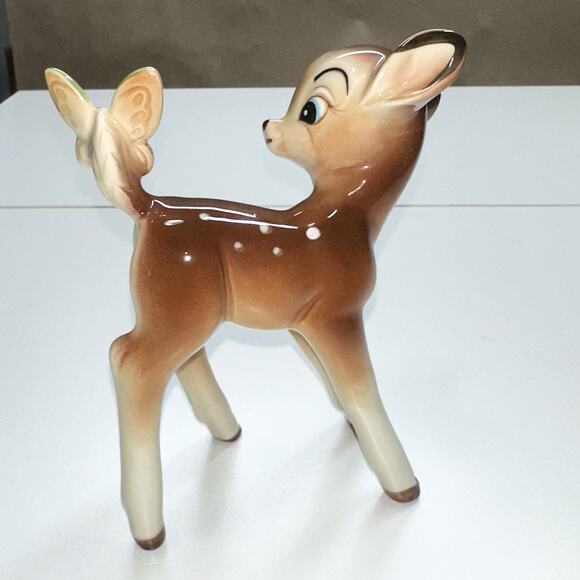 Vintage Walt Disney Productions Porcelain Bambi And Butterfly Figurine Japan - Picture 5 of 5